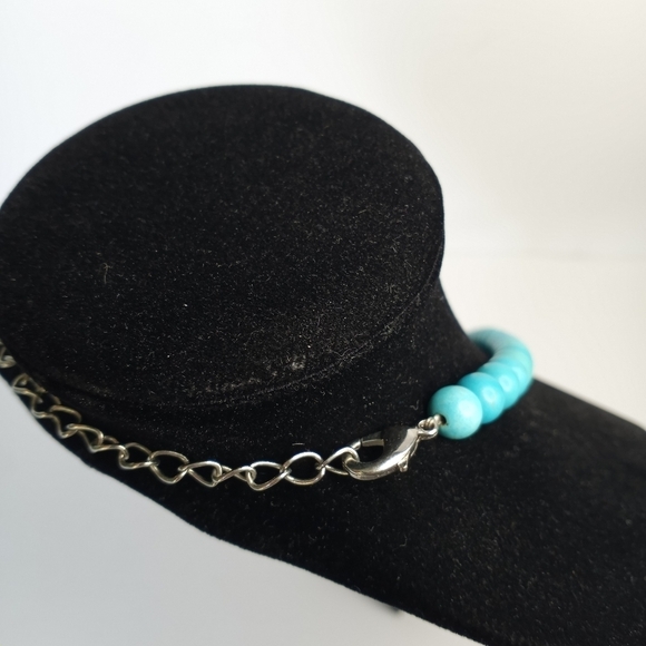 Set of 2 Womens Necklace Stone Bracelet, Turquoise Coral  Nautical Boho Red - Picture 6 of 6